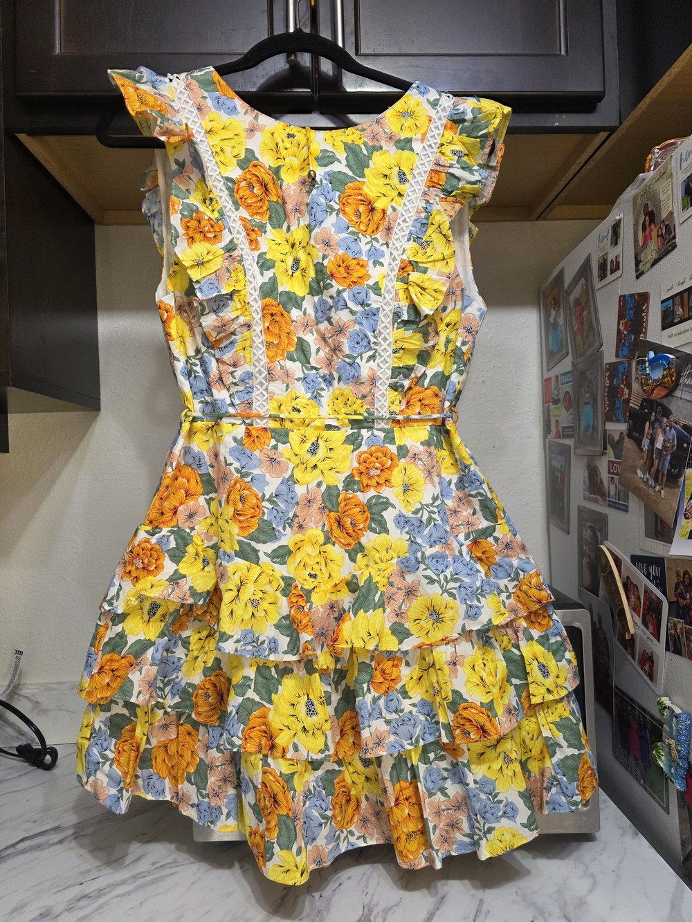 Hello Molly Romper Style Floral Ruffle Tie-Waist Mini Dress  Women Size Medium - Picture 7 of 14